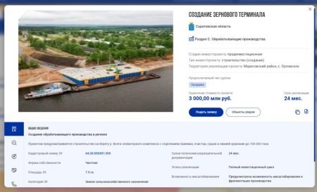 Три инвестиционных предложения Саратовской области размещены на федеральной платформе